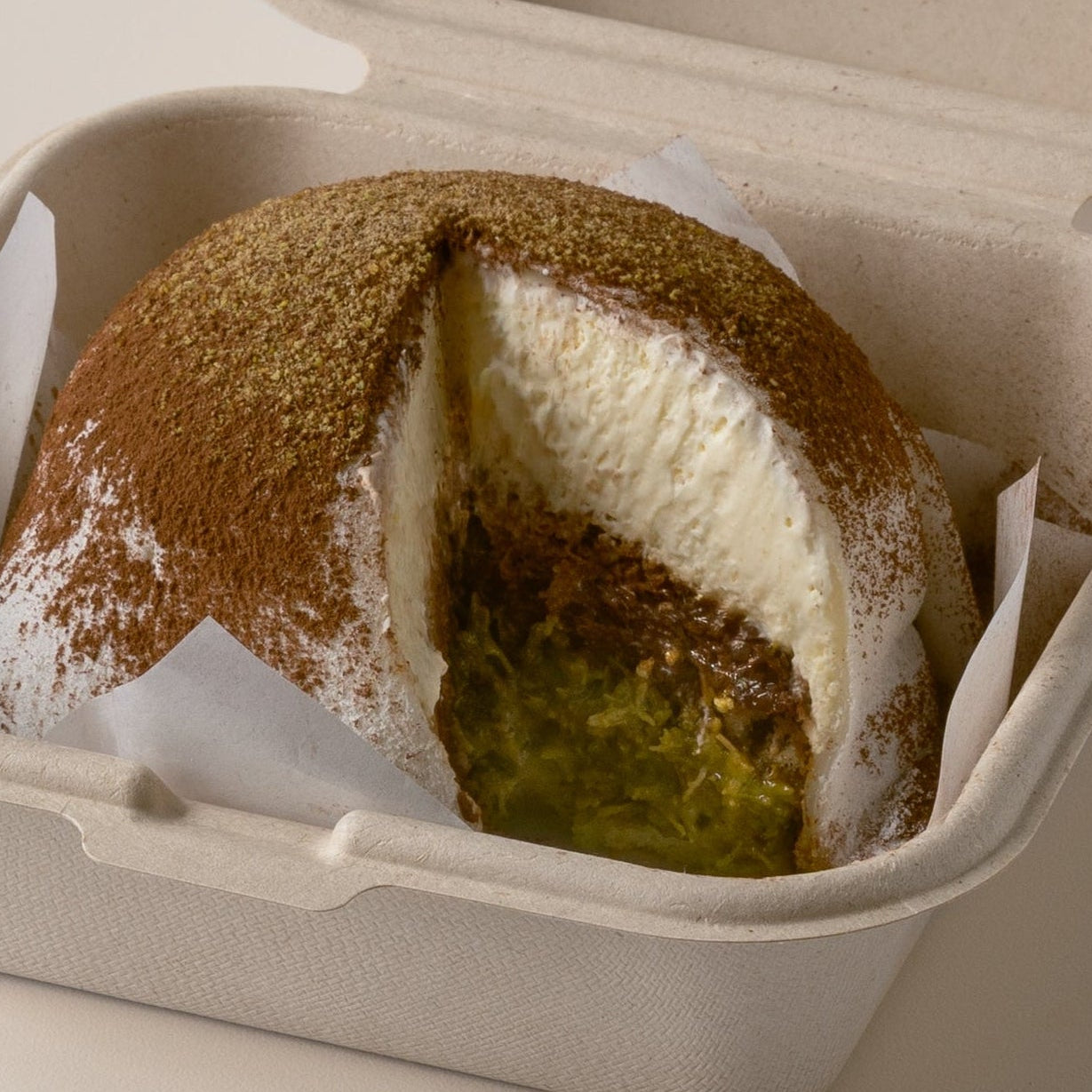 Dubai Pistachio Mochi Cake