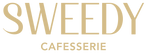 Gold 'Sweedy Cafesserie' logo on a transparent background